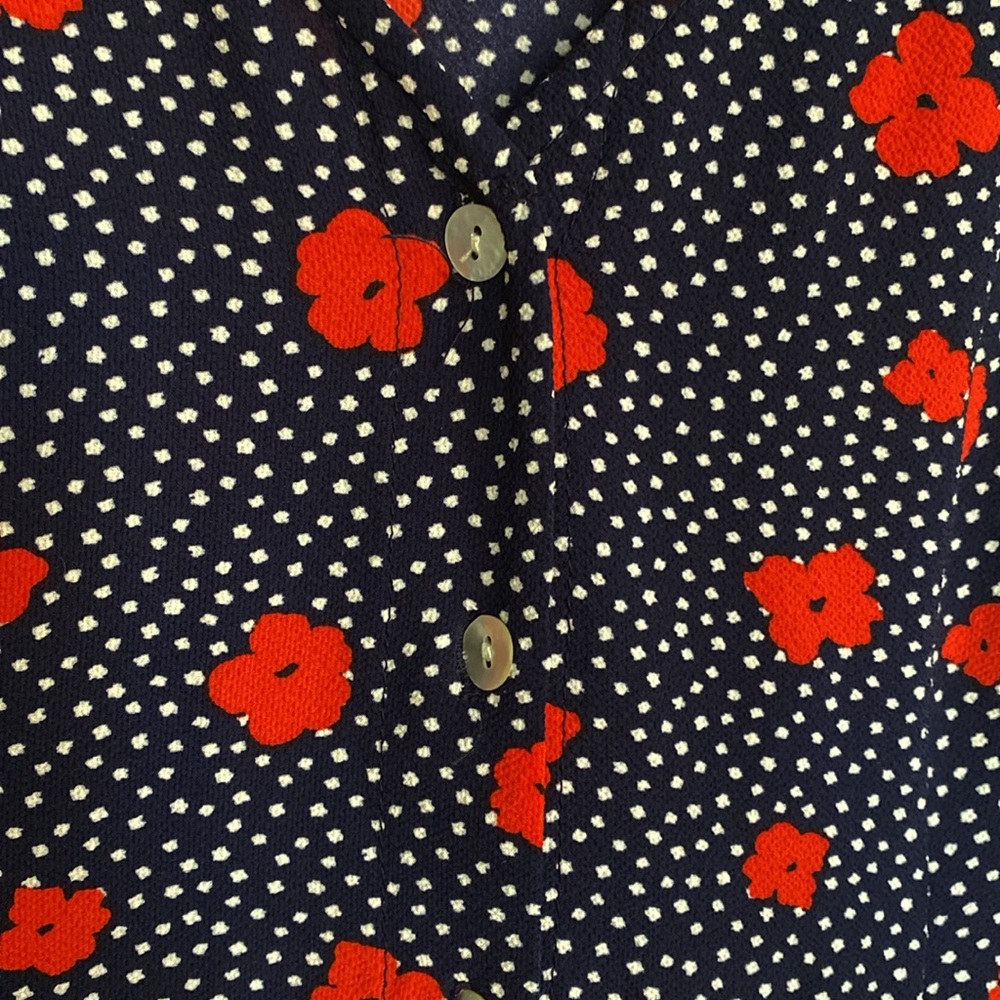 Forever 21 Navy Polka Dot Floral Mini Dress (S) - Picture 4 of 6